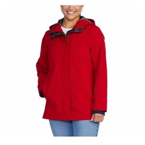 Pendleton Hooded Utility Jacket Coat Anorak Raincoat Red Plaid Lined Full Zip XL